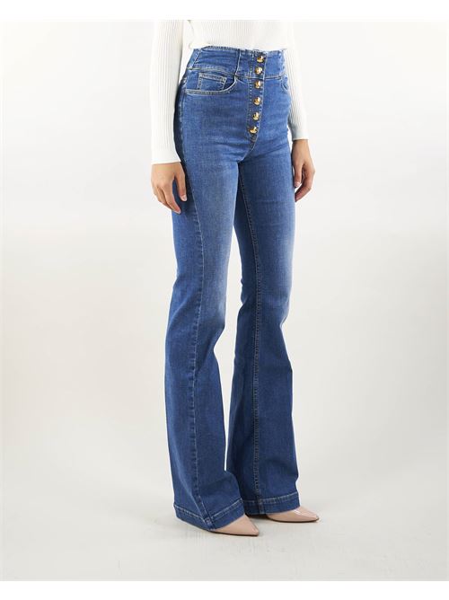 Jeans a zampa in cotone stretch con bottoniera centrale Elisabetta Franchi ELISABETTA FRANCHI | Jeans | PJ66S46E2104